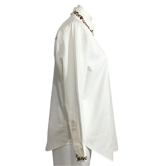 Pendleton Vintage White Oversized Satin Long Sleeve Button Down Blouse Size 8 - Picture 4 of 9